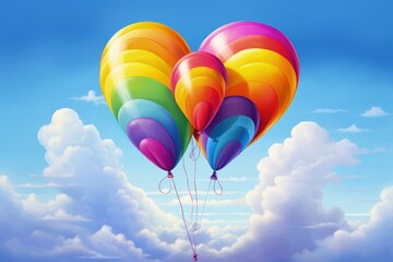 Fototapeta premium Rainbow colored balloons in azure sky
