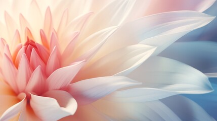 Fototapeta premium A close-up view of a delicate dahlia in soft pastel colors with beautiful gradient petals