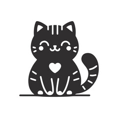 A cute cat silhouette vector illustration, cat with a eyes