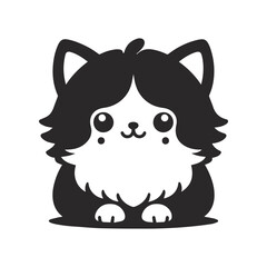 A cute cat silhouette vector illustration, cat with a eyes