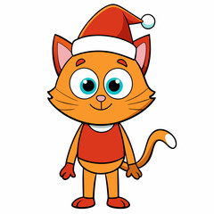 funny cat wear christmas cap full body show