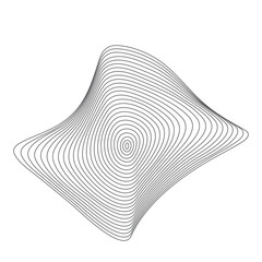 Abstract organic ripple line shape pattern vector. Topography circle. Liquid irregular ring. Fluid geometric shape. Dynamic wavy black form isolated on white background. Graphic flow element.