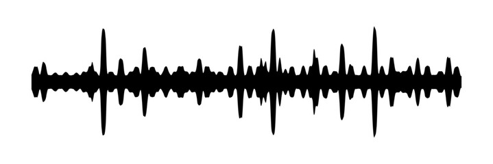 Fototapeta premium Sound wave. Music audio frequency, voice waveform, electronic radio signal, volume level, track symbol. Abstract noise pulses curve line. Vector illustration isolated.