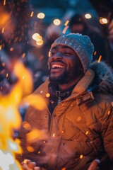 Winter Bonfire Laughter