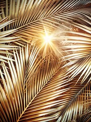 A ray of light peeping through the thick wide palm leaves