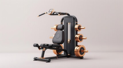High-end fitness equipment presentation with quality materials and sleek design, performance and style