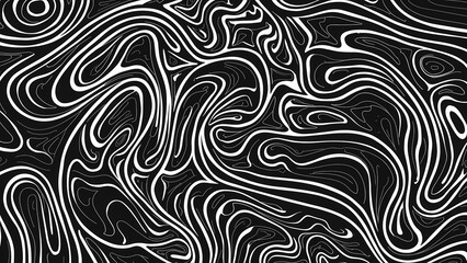 Black line drawings of organic shapes seamless pattern on white background