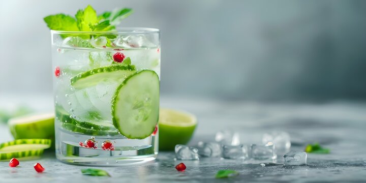 Local gin cucumber lime pink peppercorns on the rocks refreshing cocktail. Concept Refreshing Cocktails, Local Ingredients, Gin Infusions, Creative Mixology, Vibrant Flavors - Powered by Adobe