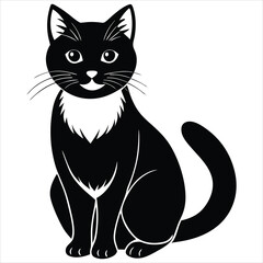 Cat silhouette vector illustration on white background 