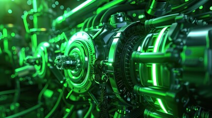 Fototapeta premium Clean green technology machine engine or motor of the future abstract