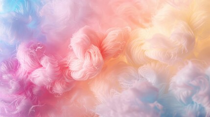 Obraz premium Colorful cotton candy in soft pastel color background. Generative AI