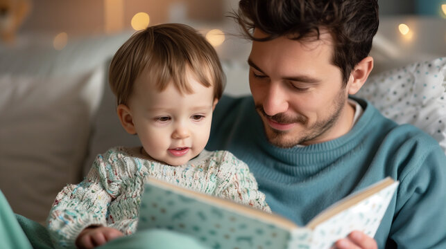 book lovers day dad reading a bedtime story to the baby 