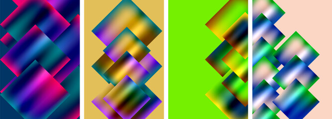 Colorful metal square abstract poster backgrounds