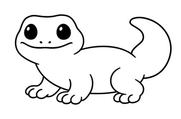 Cute cartoon Tokay Gecko outline drawing