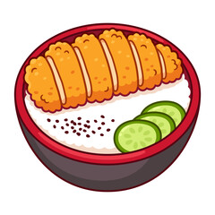 Katsudon, fried chicken cutlet and rice bowl