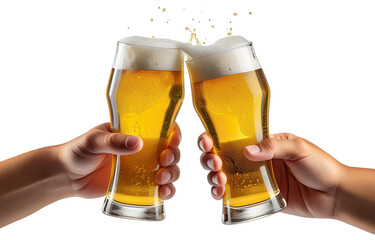 グラスビールを持って乾杯する人々の手