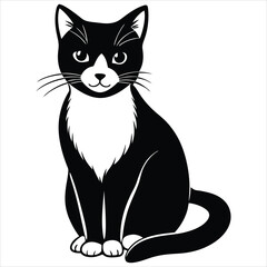 Cat silhouette vector illustration on white background 