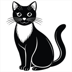 Cat silhouette vector illustration on white background 