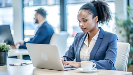 Business woman working on laptop