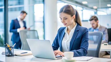 Business woman working on laptop