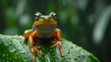 Naklejka premium frog on the leaf