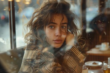 A Moment of Reflection in a Chic Cafe