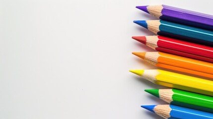 Naklejka premium LGBTQ Colored Pencils on White Background with Copy Space
