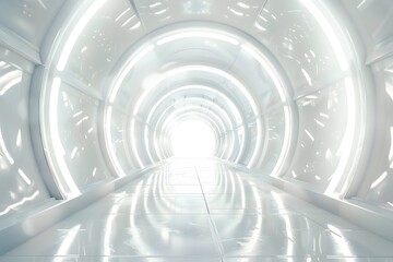 Futuristic white Ai High-Tech corridor background 