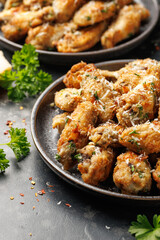 Homemade Garlic Parmesan Chicken Wings in a plate