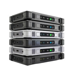 Obraz premium Stack of Modern Server Hardware Units