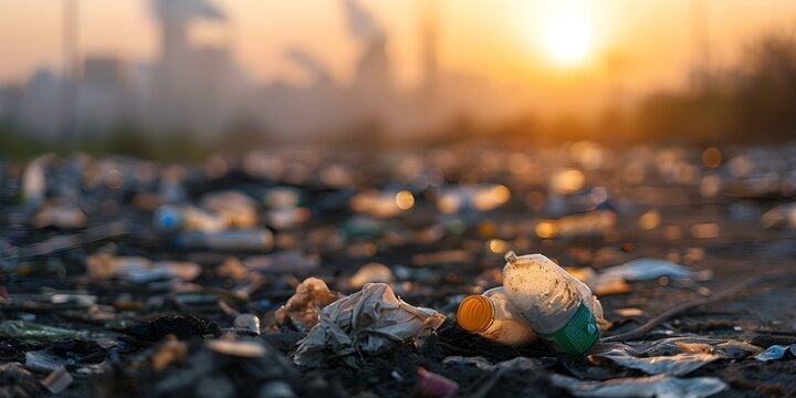 Images depicting environmental damage caused by pollution and waste accumulation causing ecoanxiety. Concept Environmental Destruction, Pollution Impacts, Eco-Anxiety, Waste Accumulation