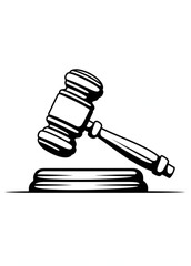 Minimalist Law Concept Icon with Stylized Gavel in Black Vector Outline