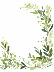 Obraz premium Simple vector olive branch border frame on white background. Cute, minimalistic design.