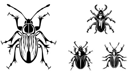 
vector isolated set of insect silhouettes,Hand drawn vector illustration