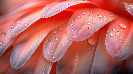   A pink flower in close-up, droplets of water on petals