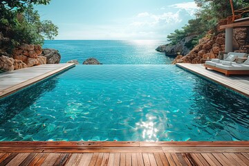 Obraz premium Infinity Pool Overlooking The Mediterranean