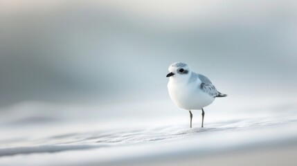 Fototapeta premium Snowy plover standing on a sandy beach