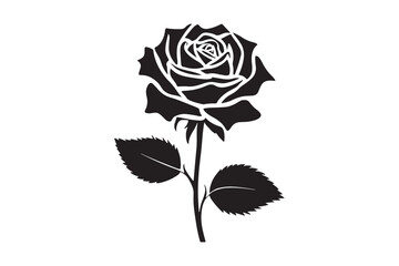 Flower silhouette. Vector illustration Set of decorative rose Flower with leave