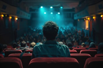 A Lone Viewer Amidst the Excitement of a Film Premiere
