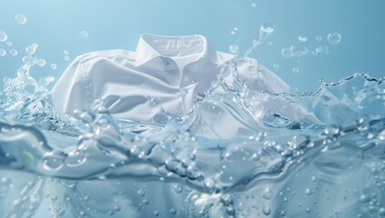 A Pristine White Shirt Submerged in a Crystal Clear Pool of Water