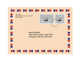 Vintage envelope with stamp and seal, Editable