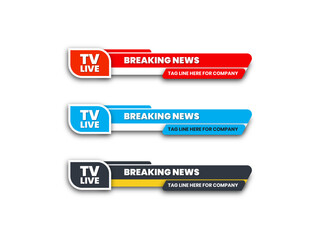 Breaking News Blue, Red and black Set of lower third banner 