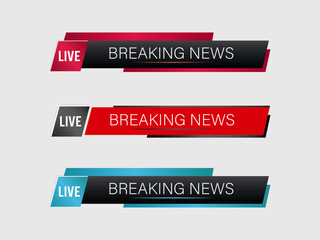 Set Of Bundles Breaking News lower third banner template design