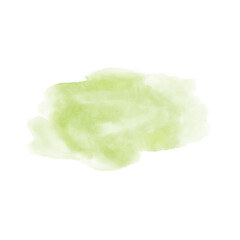 Hand painted wet green watercolor or ink splash on white background.