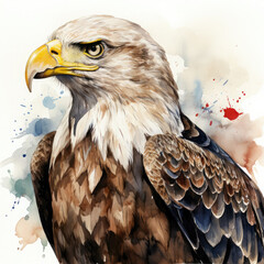 Watercolor Eagle Portrait, clipart Illustration, Generative Ai