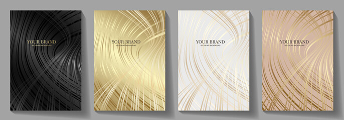 Black and gold elegant cover design set. Modern Luxury vector art background. Premium fashionable template for cover design, invitation, flyer, wedding card, note book, menu design.