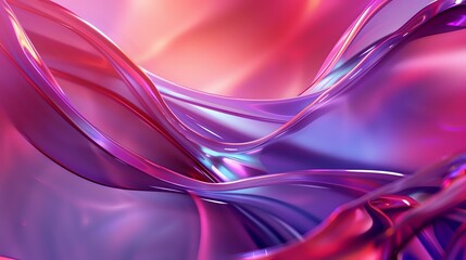 Naklejka premium Neon pink and purple background with curvy lines and organic shapes, glossy finish, futuristic style, soft reflections creating a dynamic, fluid effect