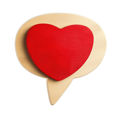Red Wooden Heart on Speech Bubble