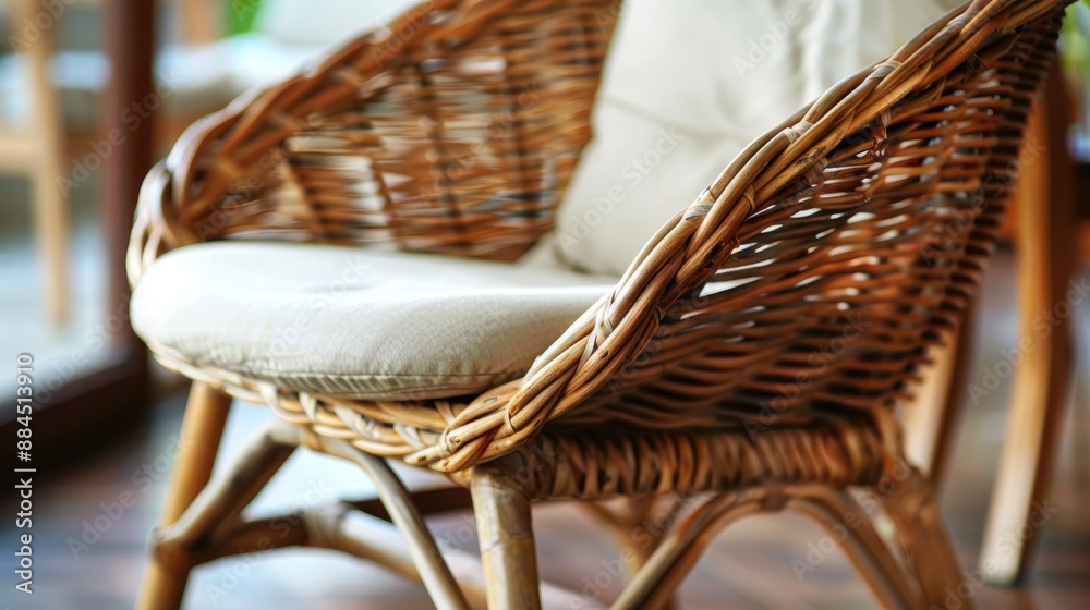 Poster chair made of wicker indoors