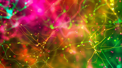 A Closeup View of Neural Synapses Firing in an Abstract Pattern